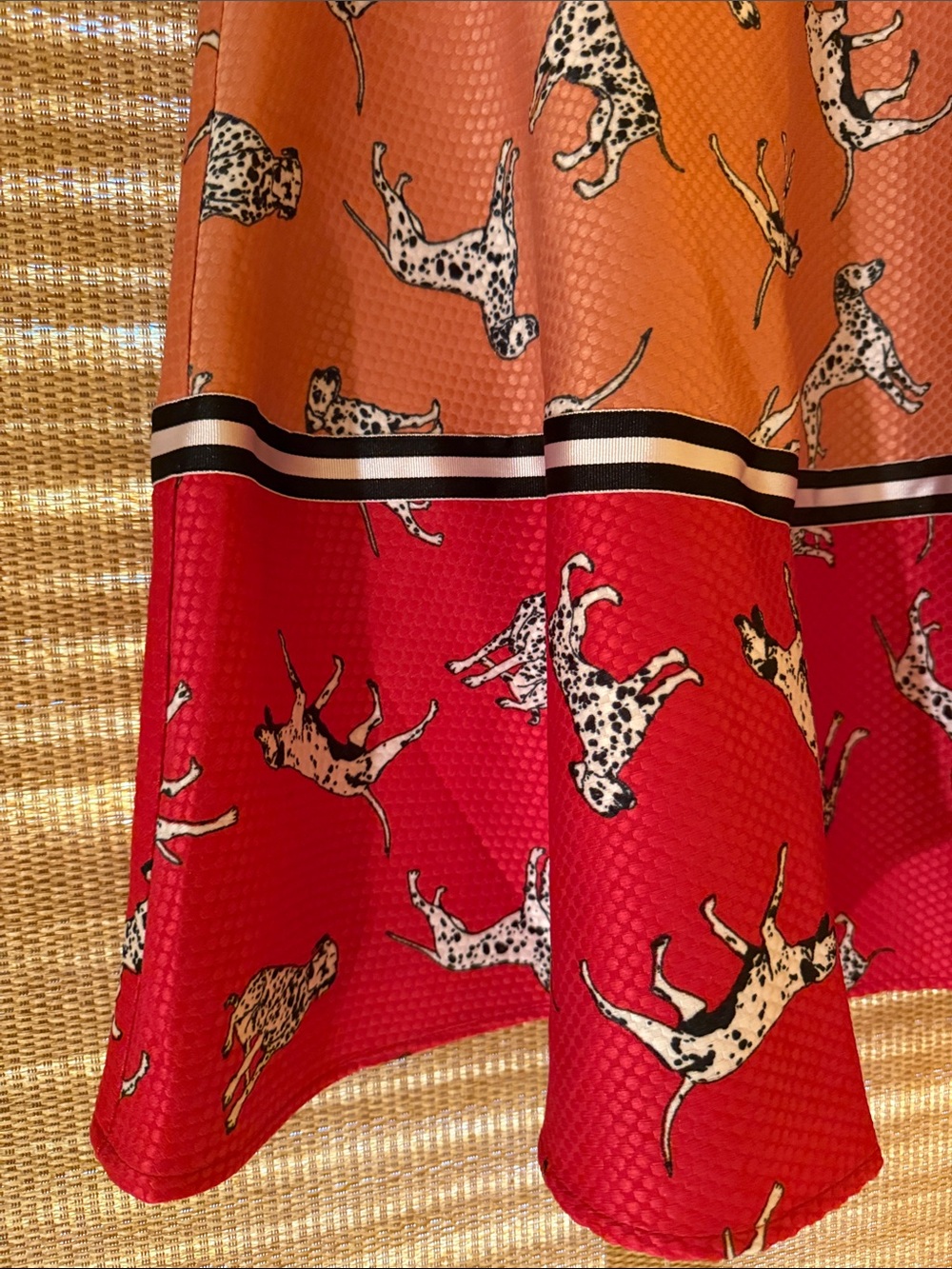 Anthropology Hutch Orange and Red Dalmatian Print Circle Skirt - Picture 3 of 8